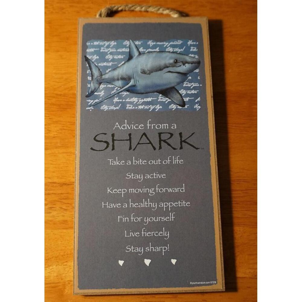 Great White Shark Advice Sign – Ocean Sea Life Beach Home Decor